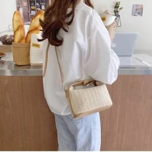Straw Crossbody Bag - Màu be - Xem 6