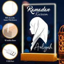 Custom Night Light, Ramadan Kareem Night Light Lamp, Personalized Gift For Muslim Friend, İslamic Room Decor, USB Color Changing Acrylic Night Light With Base, Gift For Ramadan Dinner, Eid Mubarak