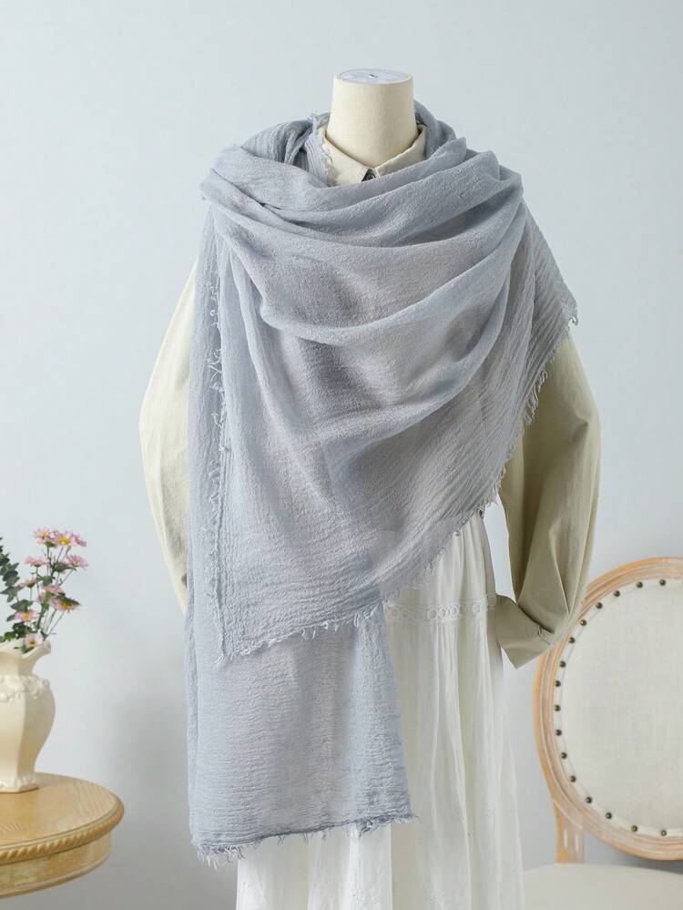 1pc New Solid Color Hairbeard Simple Scarf Women's Multi Color Artistic Leisure Headscarf Daily Vacation Travel Beach Sunscreen Shawl And Festival Gifts - A - View 5