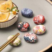 Set Of 6 Broad Bean Chopsticks Rest, Ceramic Chopsticks Holders, Spoon Fork Rest Rack, Home Kitchen Tableware Chopstick Support