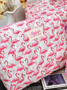 1pc Pink Flamingos Quilting Makeup Bag .Valentine's Day, Love/Lover, Heart, XoX0/Kiss White Travel Make Up Bag,Multifunctiona Cosmetic Bag Bathroom Wash Bag,Jewelry Storage Bag,Perfume Skincare Storage Bag,Brush Bag,Sanitary Napkin Bag,Headphone Bag,Coin Purse,Glasses Bag,Suitable For Home,Travel, School, And Work.Suitable For Women,And Students.Holiday Gifts Birthday Gifts Christmas Gifts Mom's Gift Souvenir - Pink - View 9