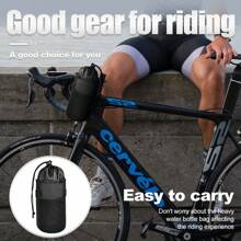 Bolsa aislada porta botellas de agua para bicicleta, Portavasos de bebida para bicicleta, Soporte para botella de agua tipo correa para cuadro de bicicleta sin tornillos, Bolsa de almacenamiento para teléfono móvil de bicicleta con correa para el hombro, Adecuado para viajes y trayectos