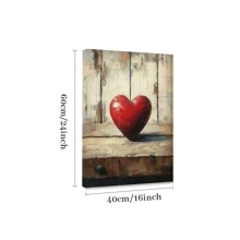 1 Pc Beating Heart Wooden Framed Canvas Painting Thickness
