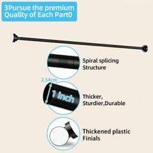 [Popular] 1pc Adjustable Tension Curtain Rod, Spiral Design, Dual-End Adjustable, Plastic Base, Stainless Steel Material, Suitable For Shower Curtain, Window Curtain, Wardrobe, Balcony Clothesline Etc. - Colors: Silver, Black, White, Gray Home Bathroom Decor Summer Bathroom Accessories Back To School