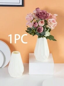 1pc Plastic Vase, Nordic Style Vase, Minimalist Decor Vase, Ceramic-Like Vase, Flower Vase, Shatterproof Vase, Flower Container, Dry Flower Vase, Flower Pot, Flower Basket, Wedding Bedroom Home Decor Vase Gifts Birthday Graduation