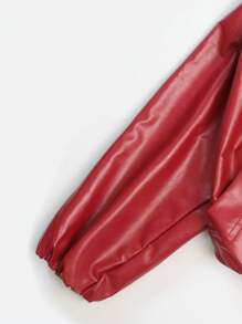 男式宽松短款连帽PU皮革Rave夹克