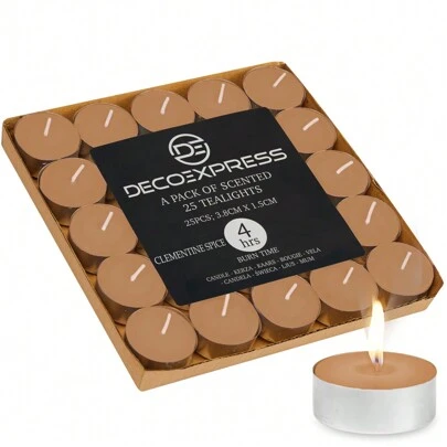 Deco Express Tealight Candles Multipack 25 Burning Time 4 Hours Tea Lights