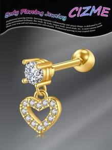 CIZME 1 件 16g 软骨耳钉耳屏耳钉软骨穿孔首饰前耳钉耳钉车耳甲海螺不锈钢穿孔首饰，不锈钢耳钉男女款向日葵月亮花星蝴蝶心叶蛇心 CZ 16G 软骨耳环套装螺丝后耳环耳钉穿孔首饰，16G 软骨耳环不锈钢耳钉球背软骨耳钉海螺穿孔首饰女士