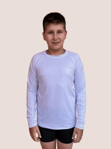 Kids UV Shirt Sun Protection Long Sleeve Thermal Unisex 2-3-4-6-8-10-12-14-16 Lavin Basic - trắng - Xem 2