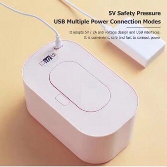 3 modèles et styles 1 pièce Sortie d'alimentation USB 3 couleurs : 5V-2A, compatible avec le boîtier chauffant pour lingettes 10 W, 3 réglages de température 40-60°C, chauffe-lingettes et distributeur isolés portables pour bébé