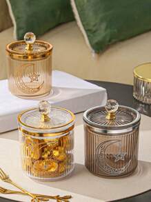 1pc Star, Moon, Lantern Plastic Home Decor Storage Jar Canister For Kitchen, Living Room, Dining Room Use, Suitable For Grains, Dried Fruits, Candy, Cookies, Bread, Wedding, Party, Gift, Birthday