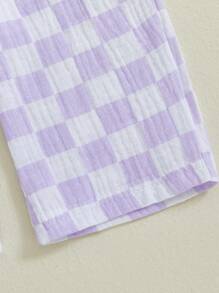 2Pcs Toddler Baby Girl Linen Summer Clothes Tie-Up Sleeveless Smocked Ruffle Hem Tops Long Pants Casual Outfits - Purple - View 8