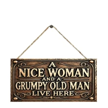 Charming 'Nice Woman And Old For Man' Wooden Sign - Perfect For Home, Bar, Cafe & Garage Wall Decor | Vintage Plaque With Flax Rope Hanger Included - Multicolor - View 9