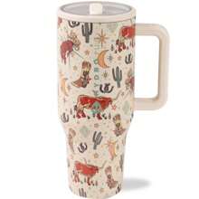 Water Bottle With Handle & Flip Straw - Fits In Cup Holder, Leakproof, Portable & Rubber Base - Drinkware Gifts For Women & Men