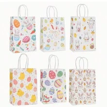 8/12/16/24 peças/Conjunto Sacolas de Presente do Coelho da Páscoa 21*15*8cm, Sacolas de Papel Kraft, Decoração Feliz da Páscoa Sacolas de Embalagem de Presente, Sacolas de Lembrancinhas de Festa de Aniversário