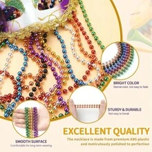 24pcs Bohemian Style Multi-Layer Plastic Acrylic Beaded Necklace, Geometric Circle Pattern, Handmade, Suitable For Festival And Daily Wear, St. Patrick's Day Necklace, Green Mardi Gras St. Patrick's Day Beaded Necklace - Multicolor - View 4