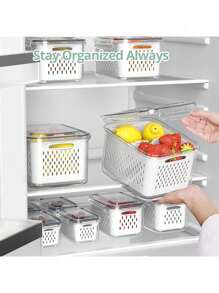 12pcs Set: Leak-Proof Food Storage Containers - 2-Layer Airtight Design For Easy Meal Prep, Reusable & Stackable Kitchen Organizer For Fruits, Vegetables, Meats & Grains - Black and White - View 6