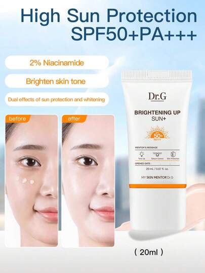  DR.G 亮白透明修复防晒霜，SPF50+ PA+++，20ml，适合敏感肌肤，韩国