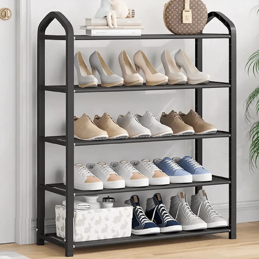 3/4/5 Tier Shoe Rack Stand Storage Self Organiser Lightweight Compact Space Saving New - New Black Shoe Rack - View 1