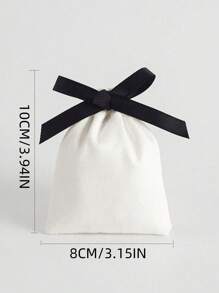 6 件白色天鹅绒束口袋配黑色丝带，8*10 厘米，适用于派对、珠宝、圣诞节情人节 - 白色 - 查看 6
