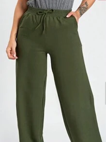 Super Stylish, Modern And Elegant Sweatshirt Pants. - xanh quân đội - Xem 2