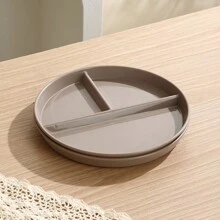 1/2/4pcs Divided Portion Control Plates, Compartment Plates For Portion Control, 3 Compartment Plastic Dinner Plates, Microwave & Dishwasher Friendly, Suitable For Weight Management, Happy