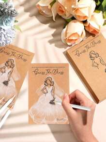 60 piezas - Juegos de ducha nupcial "El vestido" para invitados que incluyen tarjetas de juegos de ducha de boda y lápices solubles en agua. Decoraciones de boda divertidas, suministros para fiestas, ideas de juegos para fiestas de San Valentín y celebraciones festivas