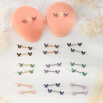 2pcs Medical Stainless Steel Rod With Bronze Tone Design Nipple Ring & Nipple Piercing Body Jewelry, Sexy For Women