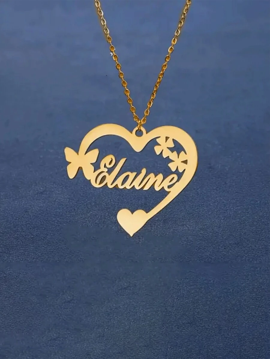 这款个性化心形吊坠项链采用18K镀金不锈钢材质，饰有蝴蝶图案，是生日和庆祝活动的理想之选。这款百搭饰品适合日常佩戴，也是馈赠亲朋好友的绝佳礼物。 - 彩色 - 查看 1