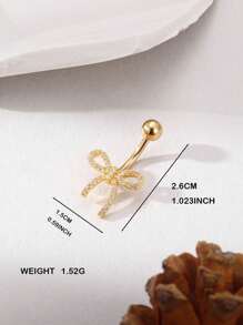 Bow Shaped Micro Inlaid Copper Umbilical Ring - Butterfly - View 10