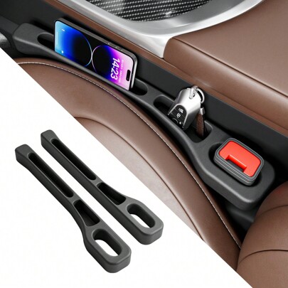 2pcs Car Seat Gap Filler Accessories For Between Seats Car With 2 Compartments Universal Fit Stop Things From Dropping,Fits Most Vehicles With A Seat Gap Between 1.2" And 2.2"