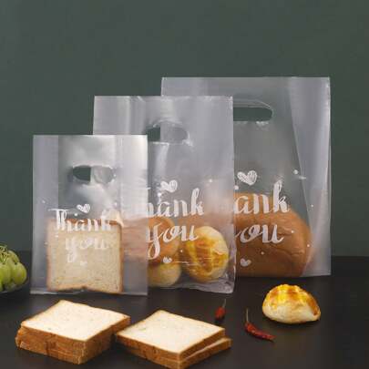 100/50Pcs Thank You Gift Bags - Perfect For Bread, Candy, Snacks, And Desserts, Clothes- Plastic Carrier Bags For Easy Packaging And Storage For Stores Reusable Bags,Transparent Cookie Bags, Bags Small Business,Packing Bag,Large Gift BagsTake-Out Bags