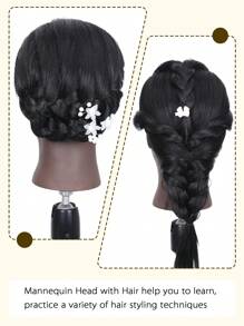 DUOZIMEI 带真人头发的模特头 14 英寸模特头 模特头 真人头发训练头 娃娃头 娃娃头 用于练习造型 配有免费夹具 - 彩色 - 查看 7