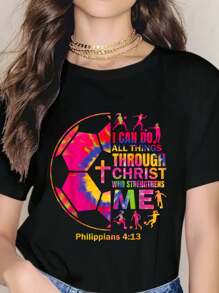Christian Soccer T Shirt Girls Teen Kids Christ Religious T-Shirt
