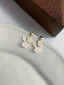 可爱树脂兔子设计耳坠，简约 Y2K 风格合金首饰，可爱礼物 - A - 查看 3