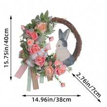 1PC Easter Bunny Wreath For Front Door Or Wall Artificial Rabbit Wreath Spring Wreath Easter Decor Outdoor Indoor Hanging Wreath