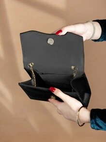 Sac de soirée en velours côtelé fascinant et élégant, sac parfait pour les banquets et les fêtes, luxueux et noble, convient pour assortir les robes de mariée et les robes de soirée, c'est le cadeau idéal pour les femmes pour la Saint-Valentin. - Noir - Voir 5