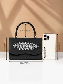 Sac de soirée en velours côtelé fascinant et élégant, sac parfait pour les banquets et les fêtes, luxueux et noble, convient pour assortir les robes de mariée et les robes de soirée, c'est le cadeau idéal pour les femmes pour la Saint-Valentin. - Noir - Voir 6