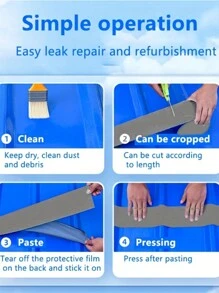 2m Long Waterproof Tape/Sealant Tape With Waterproofing, Anti-Rust Renovation, Anti-Corrosion Functions, Suitable For Corrugated Roofing, Metal Roofing, Containers, Self-Adhesive, Can Be Cut, Peel Off Protective Film And Apply Easily, Simple To Use