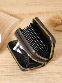 Vintage Double Zipper Versatile Coin Wallet Multi-Card Card Organizer For Storage Cards Lightweight Minimalist Fashion Modern For Anniversary For Christmas On Valentine Day For Birthday Gift For Couple For Girls For Lady For Female Bag School Supplies For School Dorm Room & Back To School Card Holder Wallet Business Card Holder Credit Card Holder Women For Women Wallet Mini Wallet Purse Wallet Card Wallet - Coffee Brown - View 10