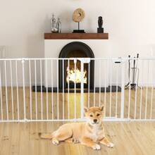 8-Panel Baby Pet Gate Playpen Fireplace Fence Adjustable Room Divider - White - View 4