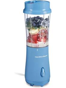 Hamilton Beach Batidora portátil para batidos y batidos, taza y tapa de viaje sin BPA de 14 onzas, cuchillas de acero inoxidable duraderas, licuadora personal para batidos, coral (51171) - AZUL - Ver 5
