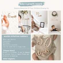A Set Of 19pcs Baby Milestone Numbers Wooden Milestones Newborn Photography Prop Wooden Milestone Monthly Card Baby Shower Easter Gifts Things For Girls/Boys