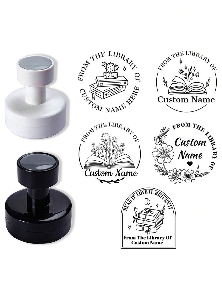 1 Peça Conjunto de Selo Personalizado com Sobrenome, Selo Circular Personalizado, Selo Comercial de Casamento Personalizado, Circular Feito à Mão, Etiqueta de Design de Nome de Família - Multicolorido - Visão 1