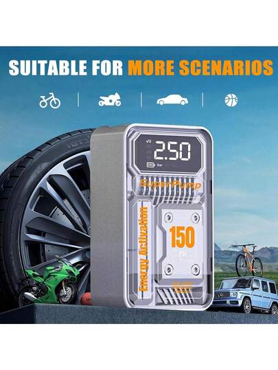 SUITU 150PSI Corded/Cordless Tire Inflator - Automotive Accessories With Digital Pressure Gauge And LED Light. Car High Power Air Compressor For All Kinds Of Car Tires, Balls, Inflatable Beds, Swimming Ring Inflation. Tech Style Car Electronics, Holiday Gift
