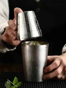 2pcs/Set Stainless Steel Silver Boston Cocktail Drink Stirrer Mixer, Easy To Use Beverage Mixing Cup, Suitable For Home, Restaurant, Bar And Party, Great Gift For Men