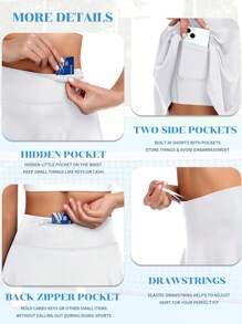 JoyGirl Knee Length Skorts Skirts For Women With Shorts High Waisted 20" Tennis Skirts Athletic Golf Skirt Workout Skort With Pockets