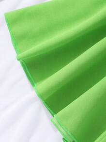 Girls' Solid Short Sleeve Romper With Belt, Summer - Green - View 8