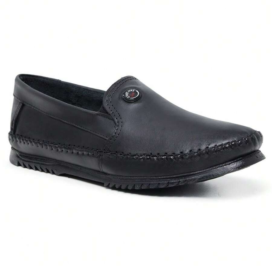 Men's Genuine Leather Moccasins For Everyday Use - 100黑色 - 查看 1