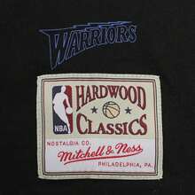 Mitchell & Ness 2024 Mitchell & Ness Golden State Warriors Lifestyle Short Sleeve Knit Collar T-Shirt TMNJYSST23023BOX-BLACK